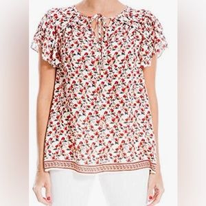 Nw/oT- Max Studio short sleeve tie front blouse Size L